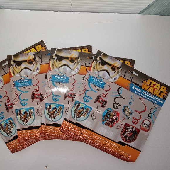 STAR WARS Swirl Party Decorations 6 Foil Swirl Cutouts 12 pcs Value pack - Picture 1 of 3